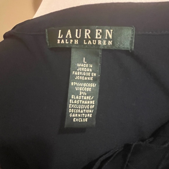 Ralph Lauren Navy Ruffle Front Long Sleeve Henley Tee, size Large - Picture 6 of 8